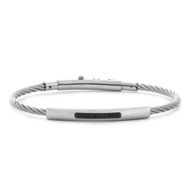 Bracciale Uomo Acciaio Rigido Zirconi Neri 4US Cesare Paciotti 4UBR7858