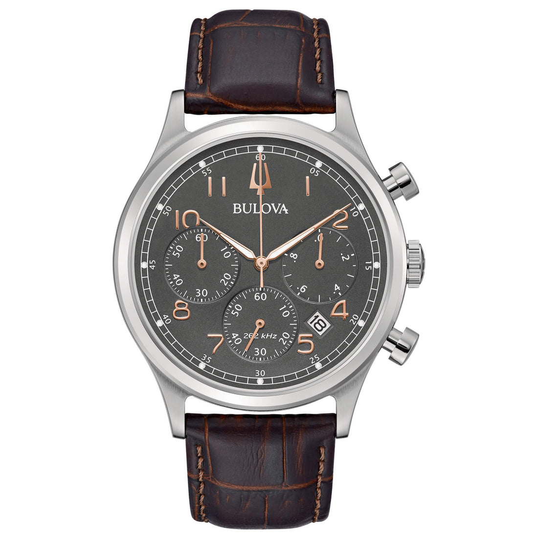 Orologio Uomo Bulova Quarzo Crono High Precision 262kHz Acciaio Pelle 96B356