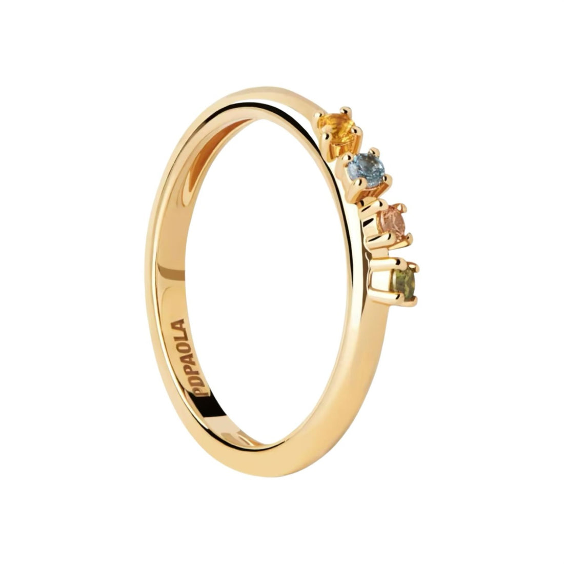 Anello Donna PDPaola Argento Dorato 925 con Zirconi Multicolore AN01-C10-12