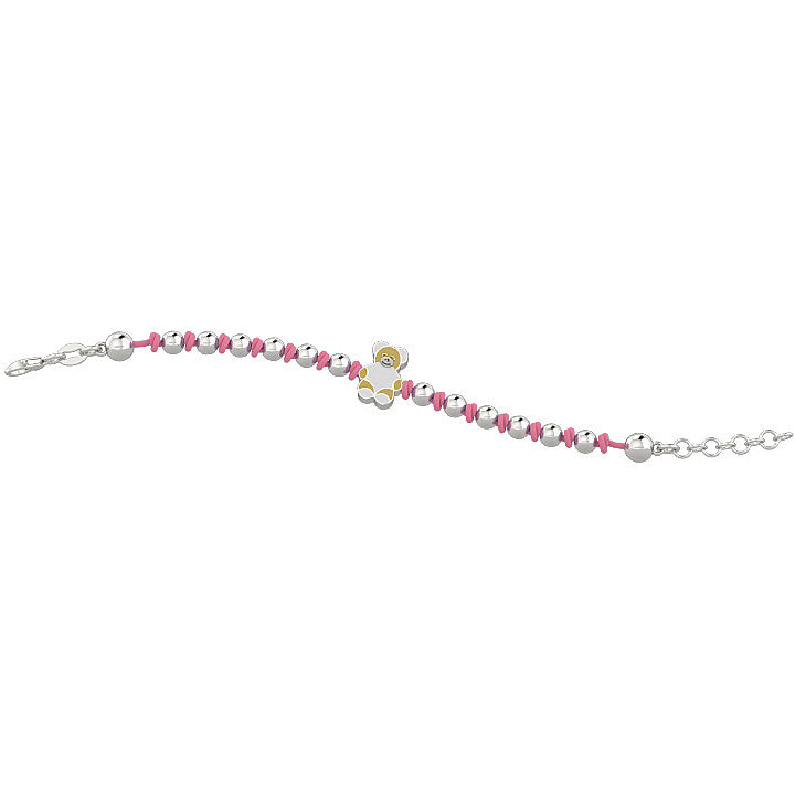 Bracciale Bambino Nanàn Argento 925 Cordino Rosa Simbolo Orsetto NAN0071