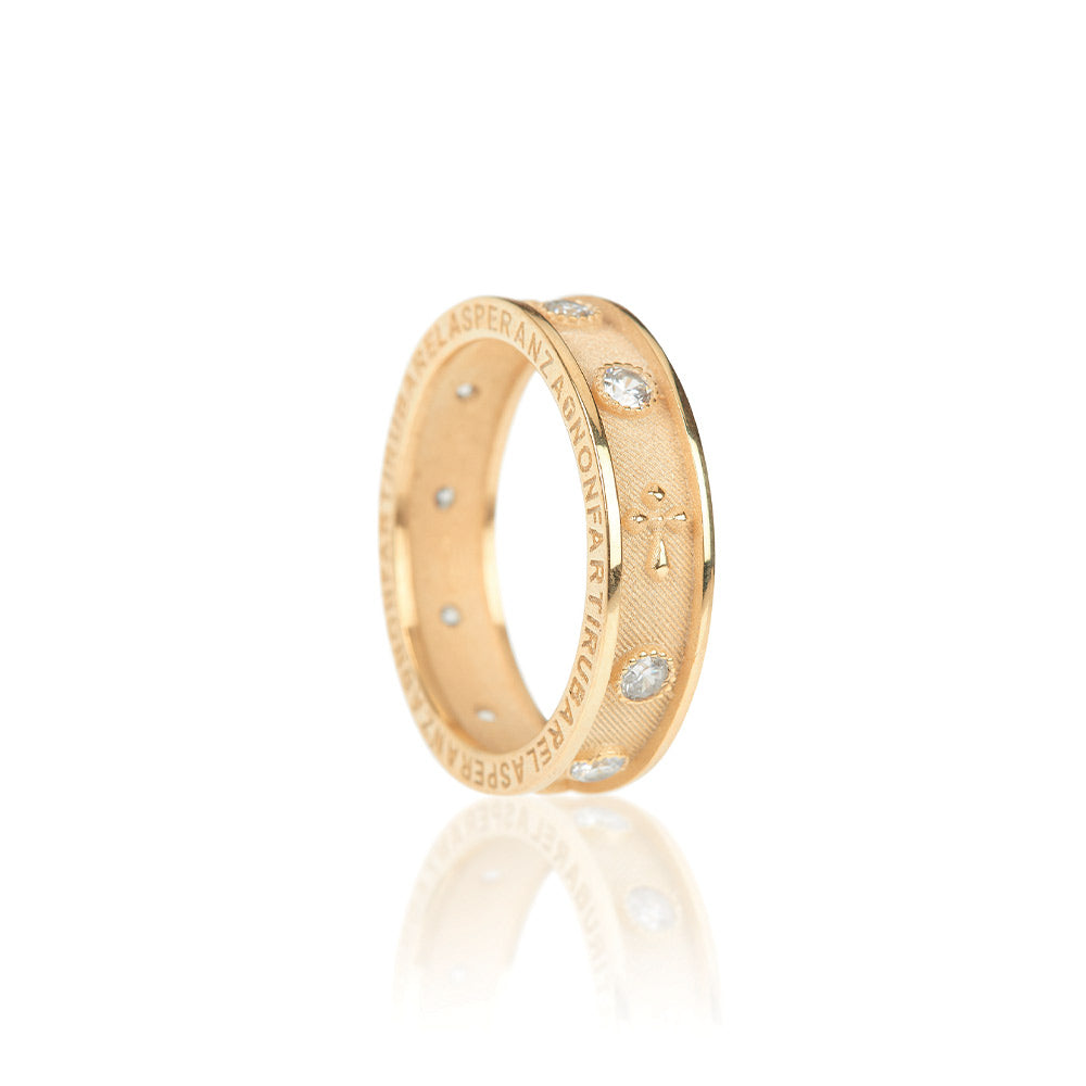 Anello Donna Fascia Sacro Agios Argento Dorato 925 Non Farti Rubare La Speranza AGI103/A-OZB Mis 17