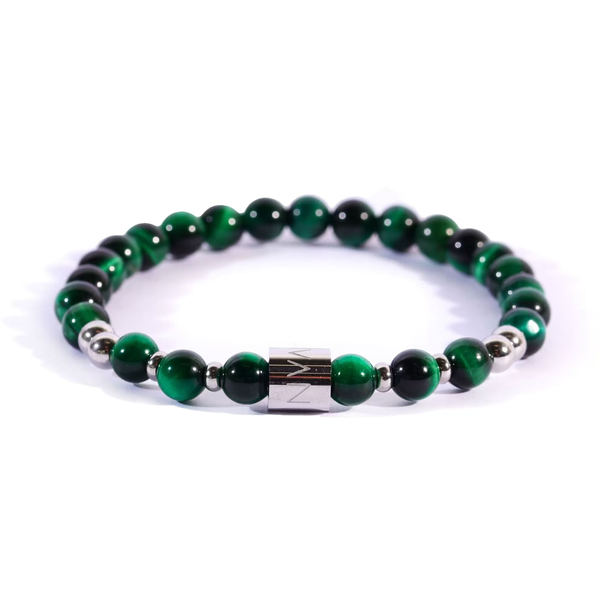 Bracciale Uomo Ivan Basile Elastico Pietra Occhio di tigre Verde BE609NB-M