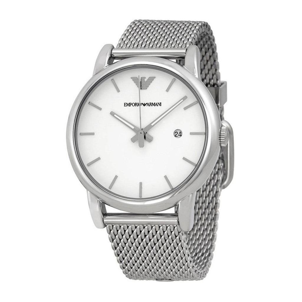 Orologio Uomo Emporio Armani Valente Quarzo Cinturino Milano Fondo Bianco AR1812