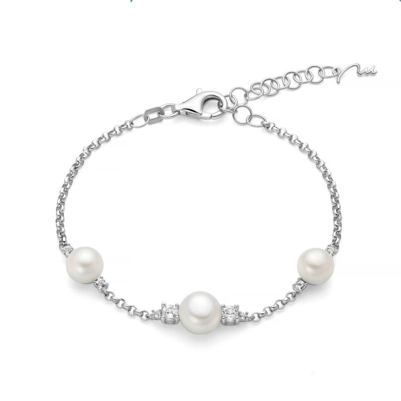 Bracciale Donna Miluna Argento 925 Andromeda Topazi Bianchi Perle Oriente PBR3752