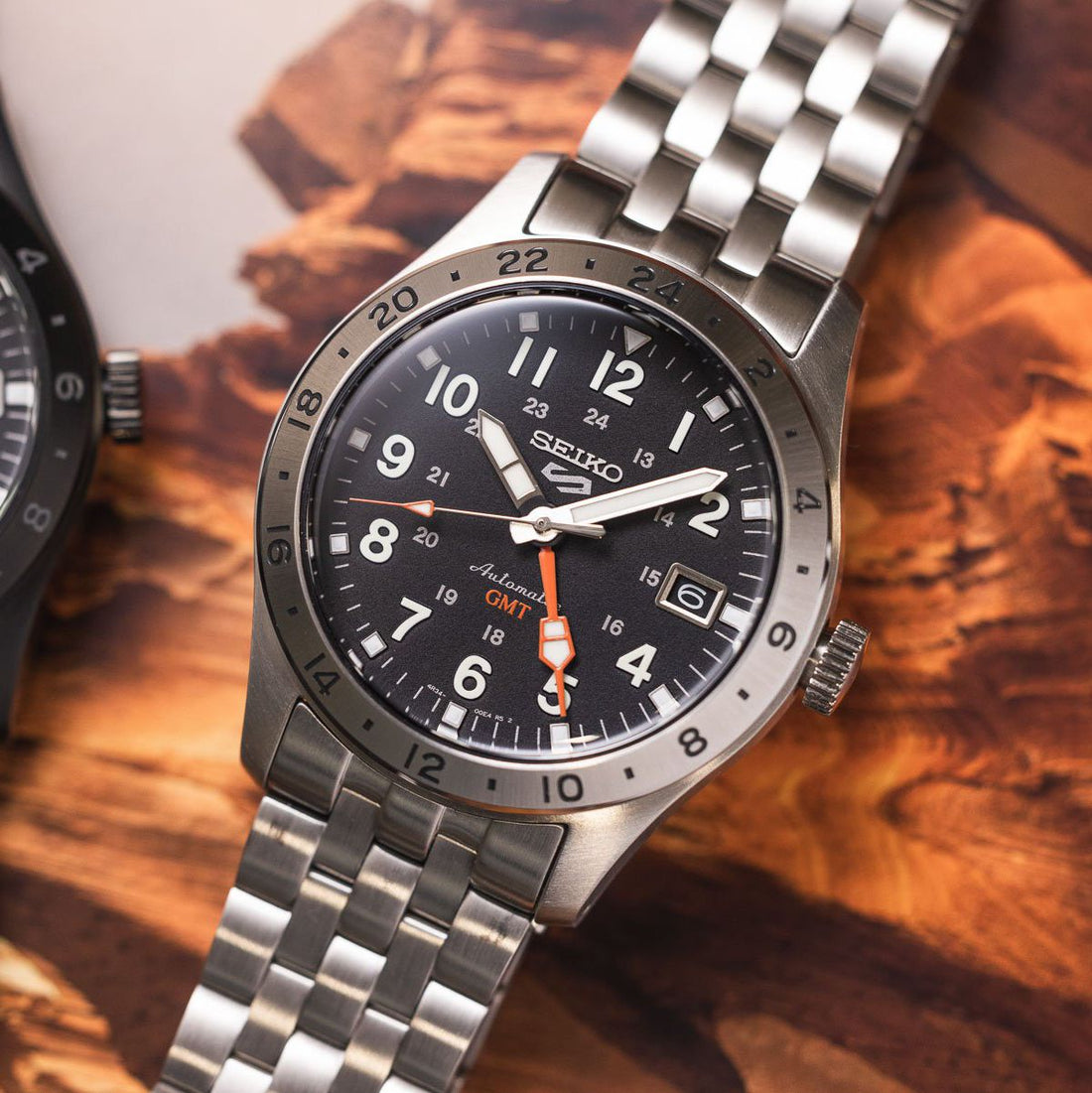 Orologio Uomo Seiko 5 Automatico Field GMT Nero SSK023K1