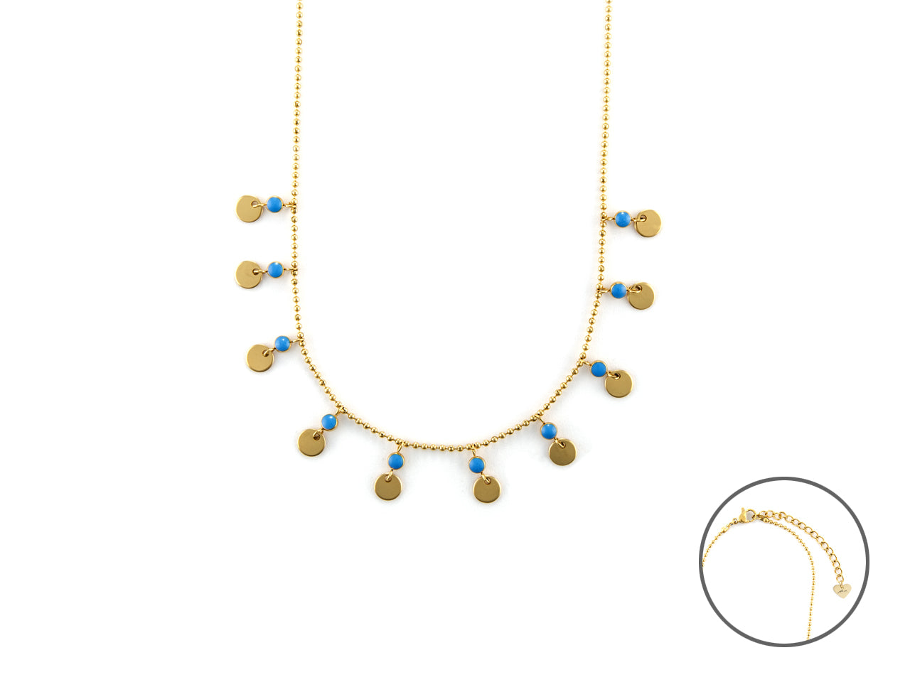 Collana Donna 4US Cesare Paciotti Dorato Dischi Lisci Smalto Blu 4UCL6530W