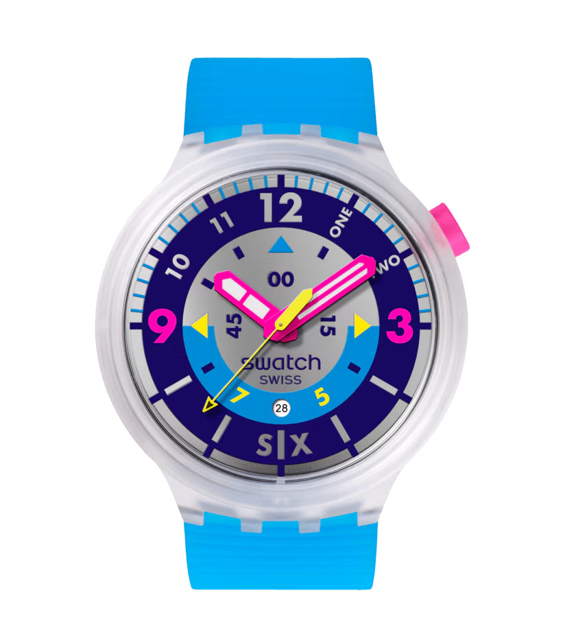 Orologio Unisex Swatch Neon Hielo Big Bold Azzurro SB01K400