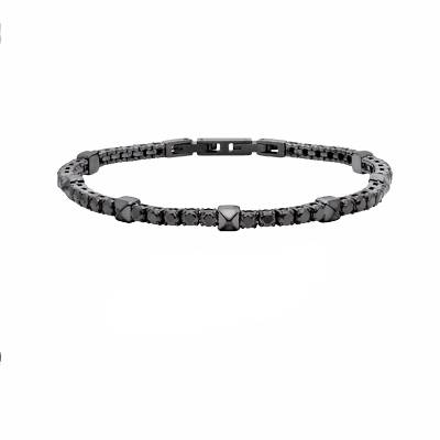 Bracciale Uomo Liu Jo Tennis Acciaio Zirconi Neri MLJ623