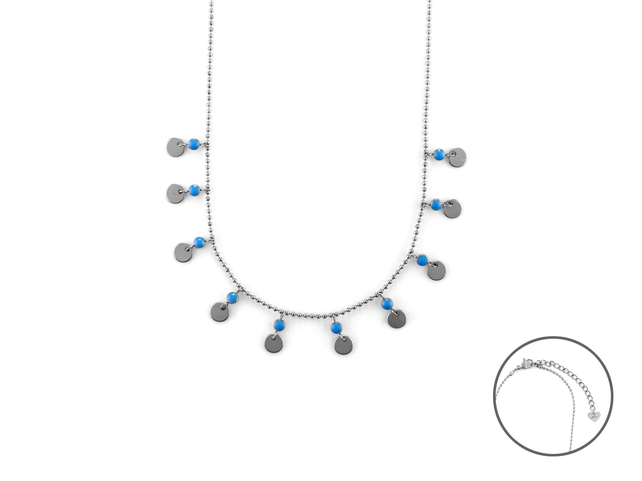 Collana Donna 4US Cesare Paciotti Acciaio Dischi Lisci Smalto Blu 4UCL6529W