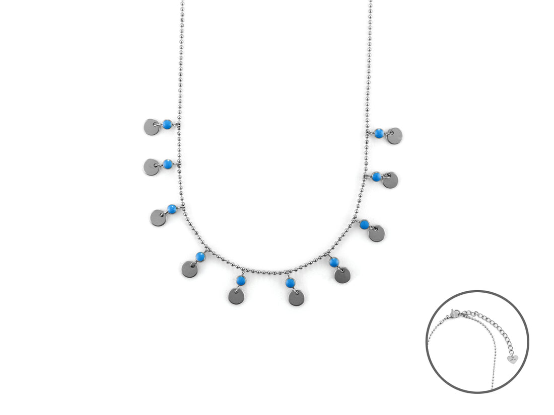 Collana Donna 4US Cesare Paciotti Acciaio Dischi Lisci Smalto Blu 4UCL6529W