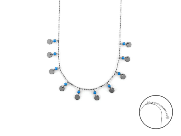 Collana Donna 4US Cesare Paciotti Acciaio Dischi Lisci Smalto Blu 4UCL6529W