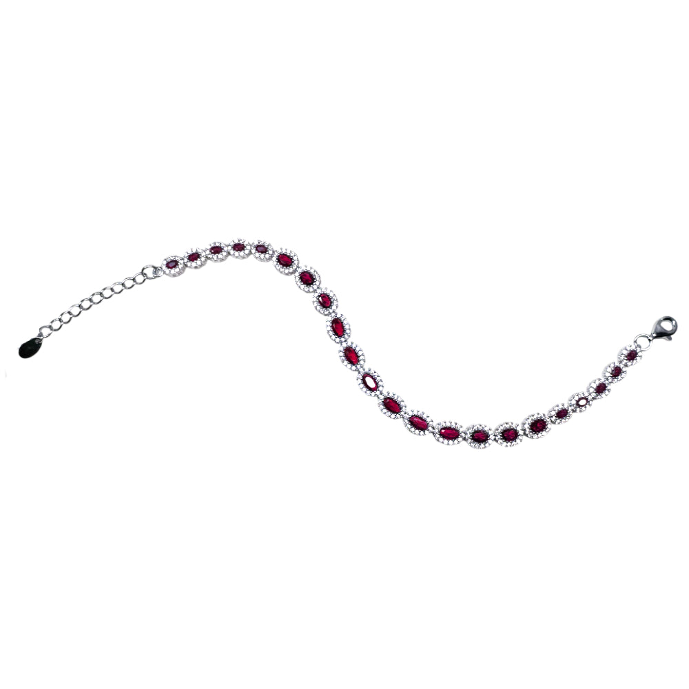 Bracciale Unisex Re Mida Tennis Argento Zirconi Bianchi Rossi Ovali Tennis-15