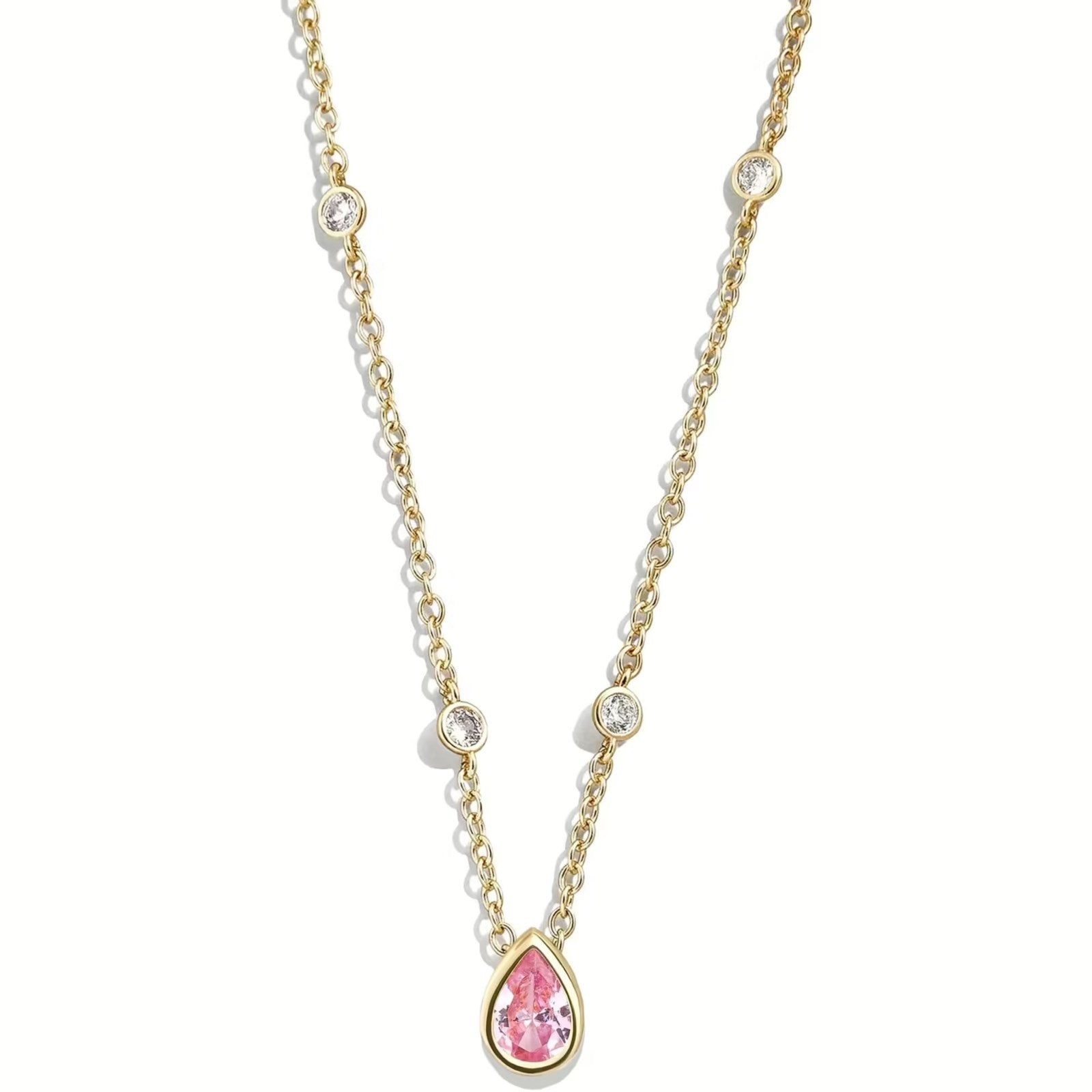 Collana Donna Liu Jo Acciaio Dorato Zircone Rosa a goccia LJ2743