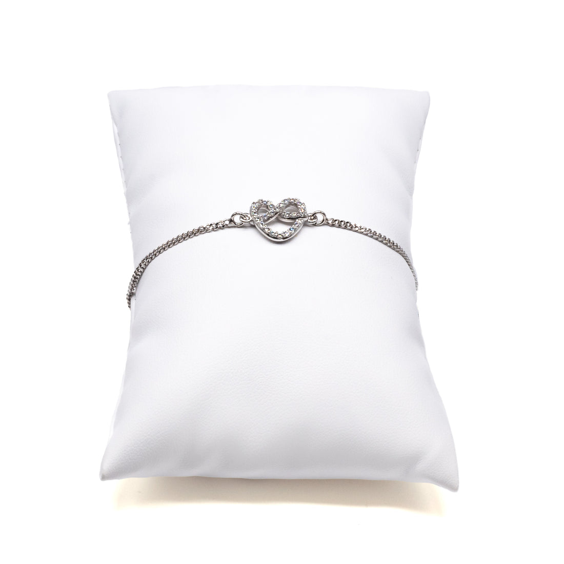 Bracciale Donna Re Mida Argento 925 Cuore Intrecciato Zirconi Bianchi B009