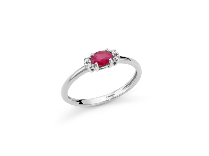 Anello Donna Miluna Oro Bianco 9 KT Diamanti Rubino naturale ovale LID3737X