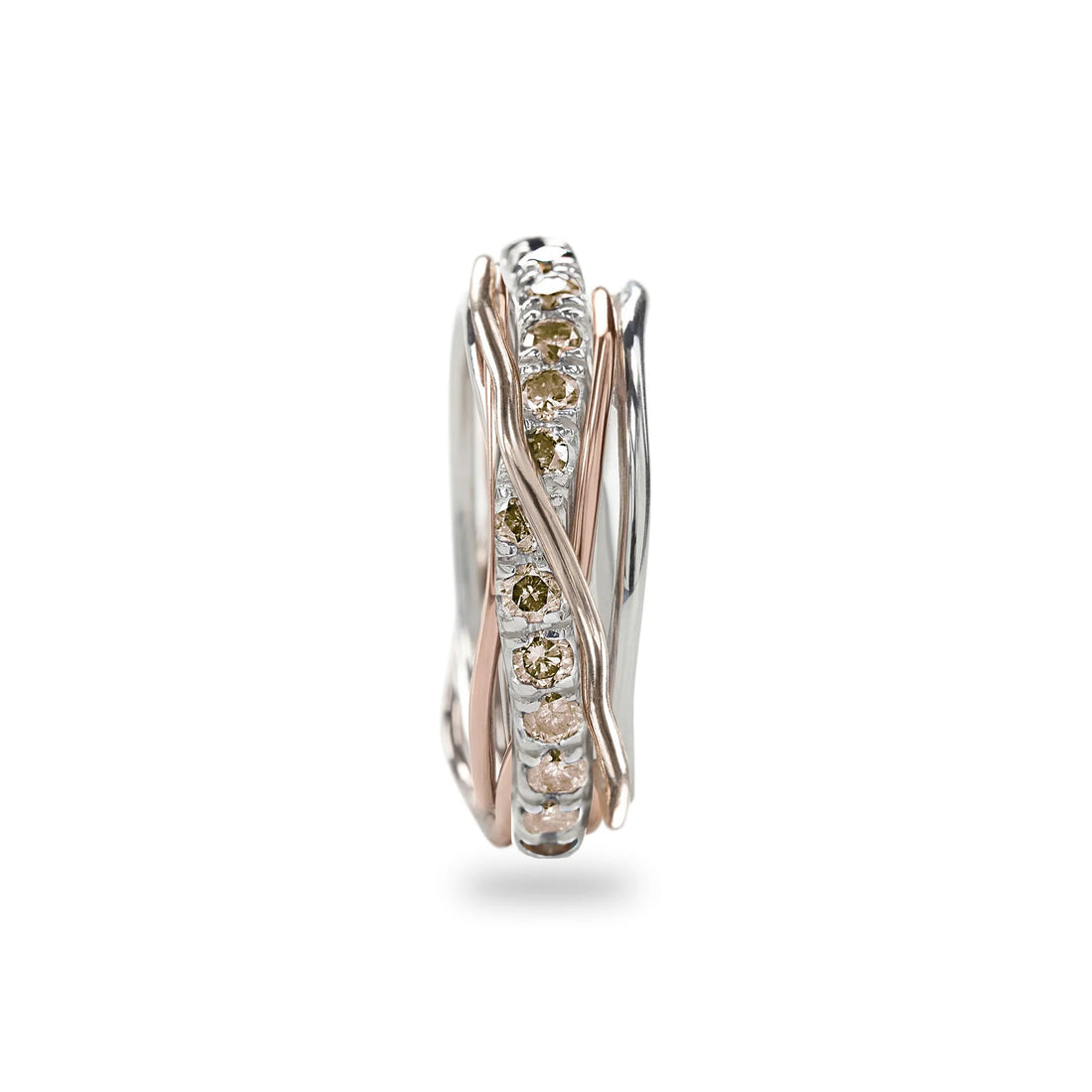 Anello Filo Della Vita Arg 925 Oro Rosa 9 KT 7 Fili Diam. Brown 0.80 CT AN112ARBR