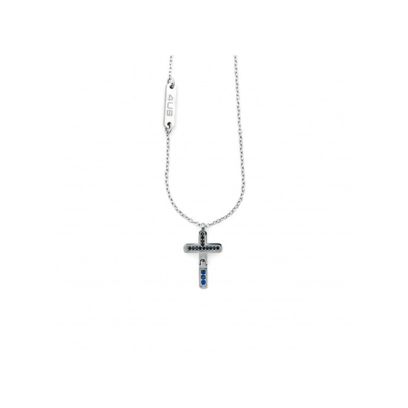 Collana Uomo Acciaio 4US Cesare Paciotti Croce Snodata Zirconi 4UCL7516