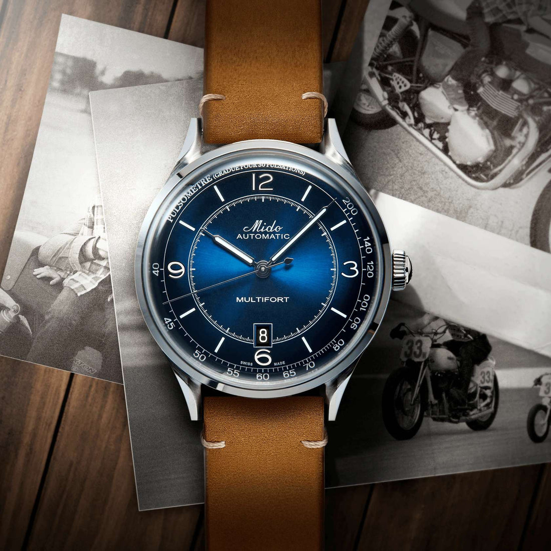 Orologio Uomo Mido Automatico Blu Pelle Data M0404071604000