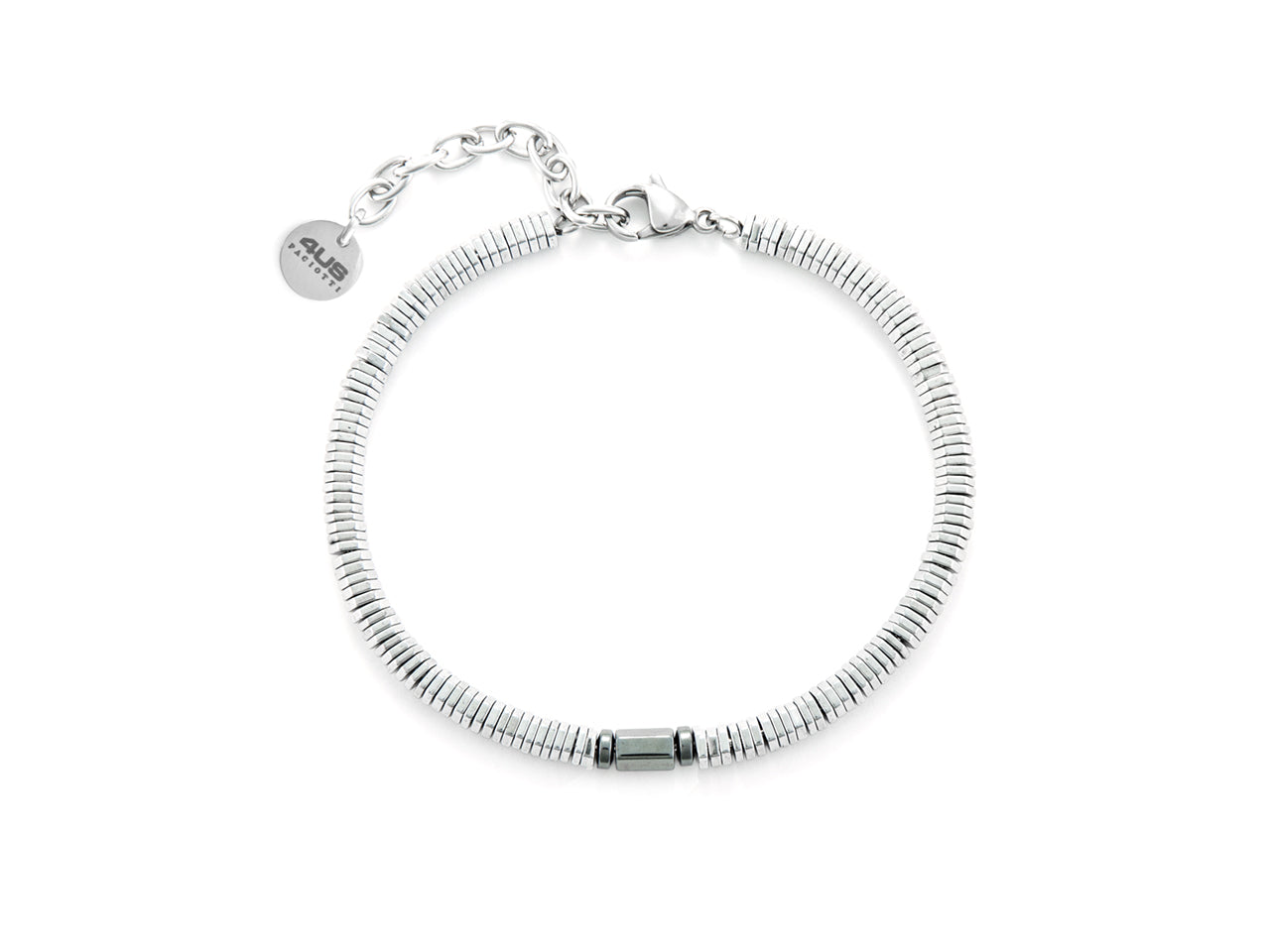 Bracciale Uomo 4US Cesare Paciotti  acciaio ed ematite bianca e grigia 4UBR6419