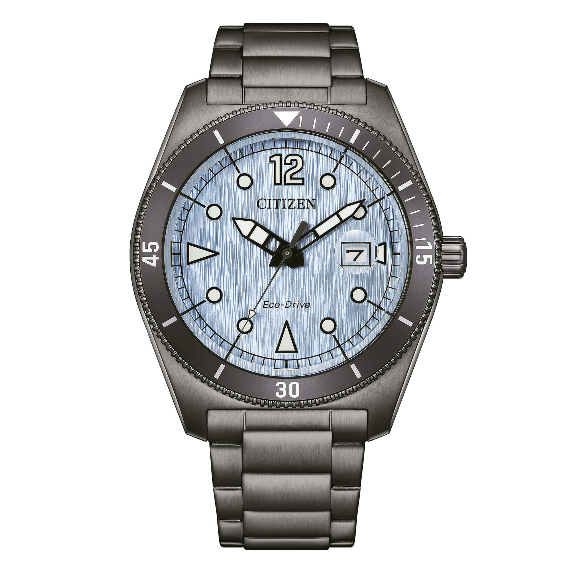 Orologio Uomo Citizen Grigio Celeste Eco-Drive Acciaio Data AW1887-56L