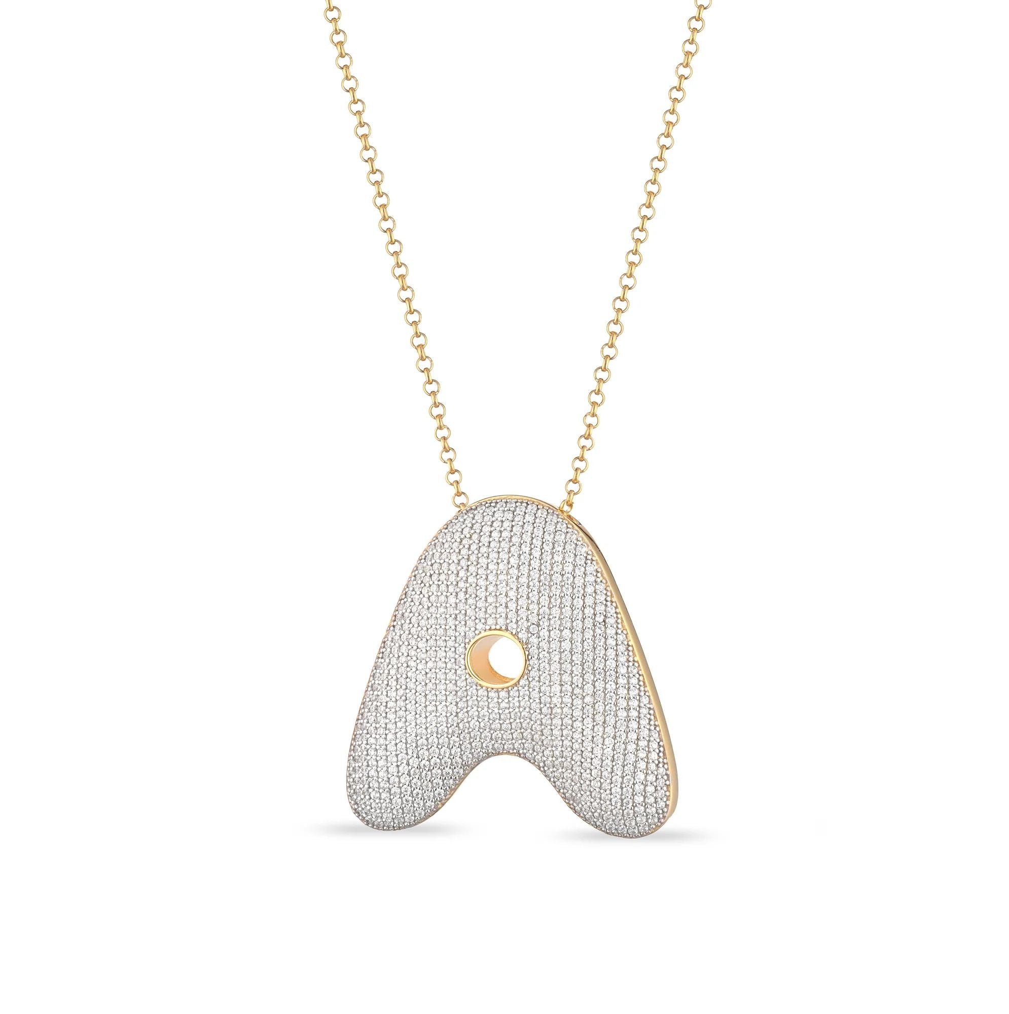 Collana Donna Sogni Argento Dorato 925 Lettara A Zirconi Bianchi CL130GA