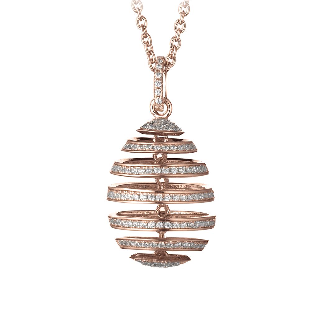 Collana Tsars Argento Rosè Ciondolo Uovo Zirconi Bianchi 9nine 9P20R