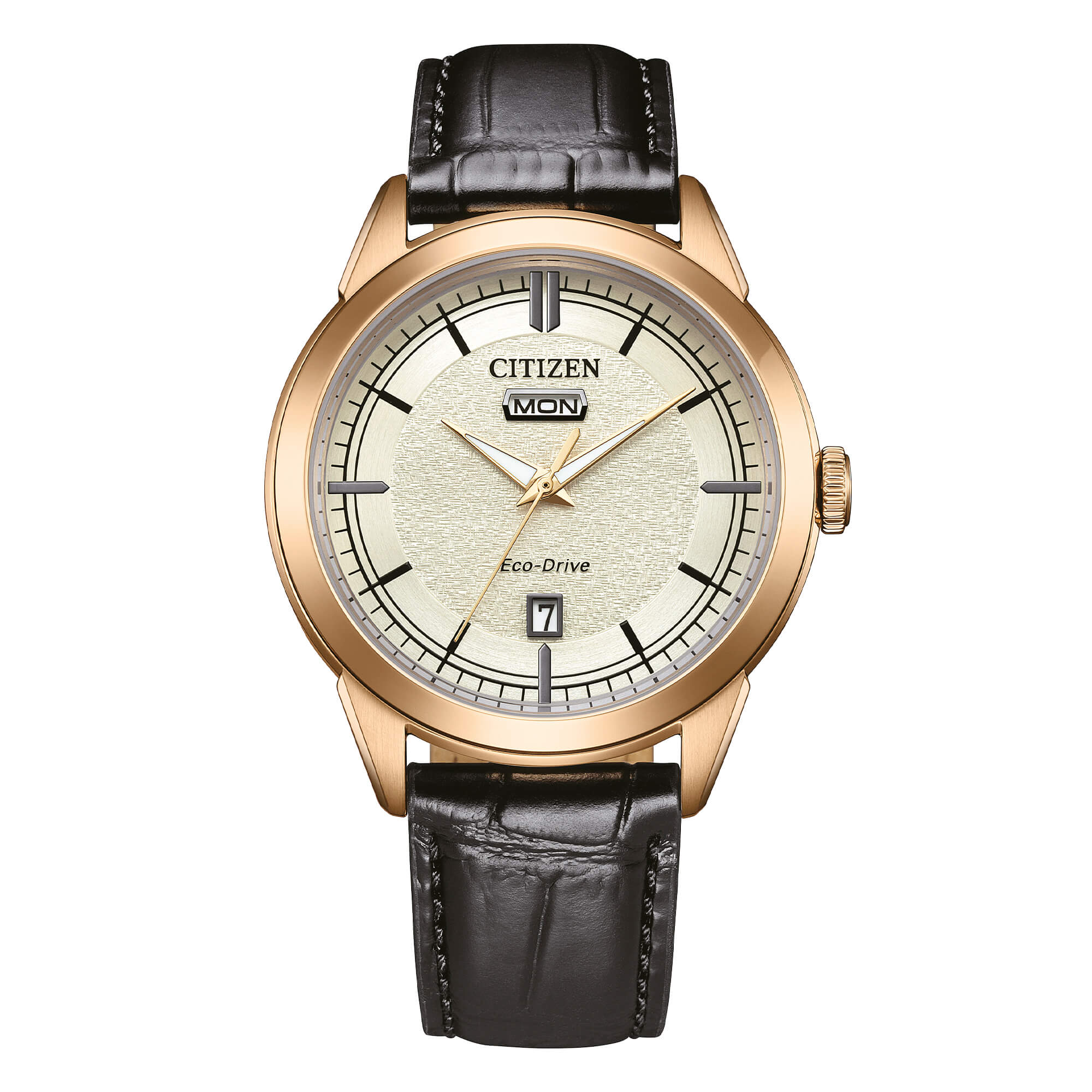 Orologio Uomo Citizen Rosè Eco-Drive Acciaio Pelle Data AW0153-04A