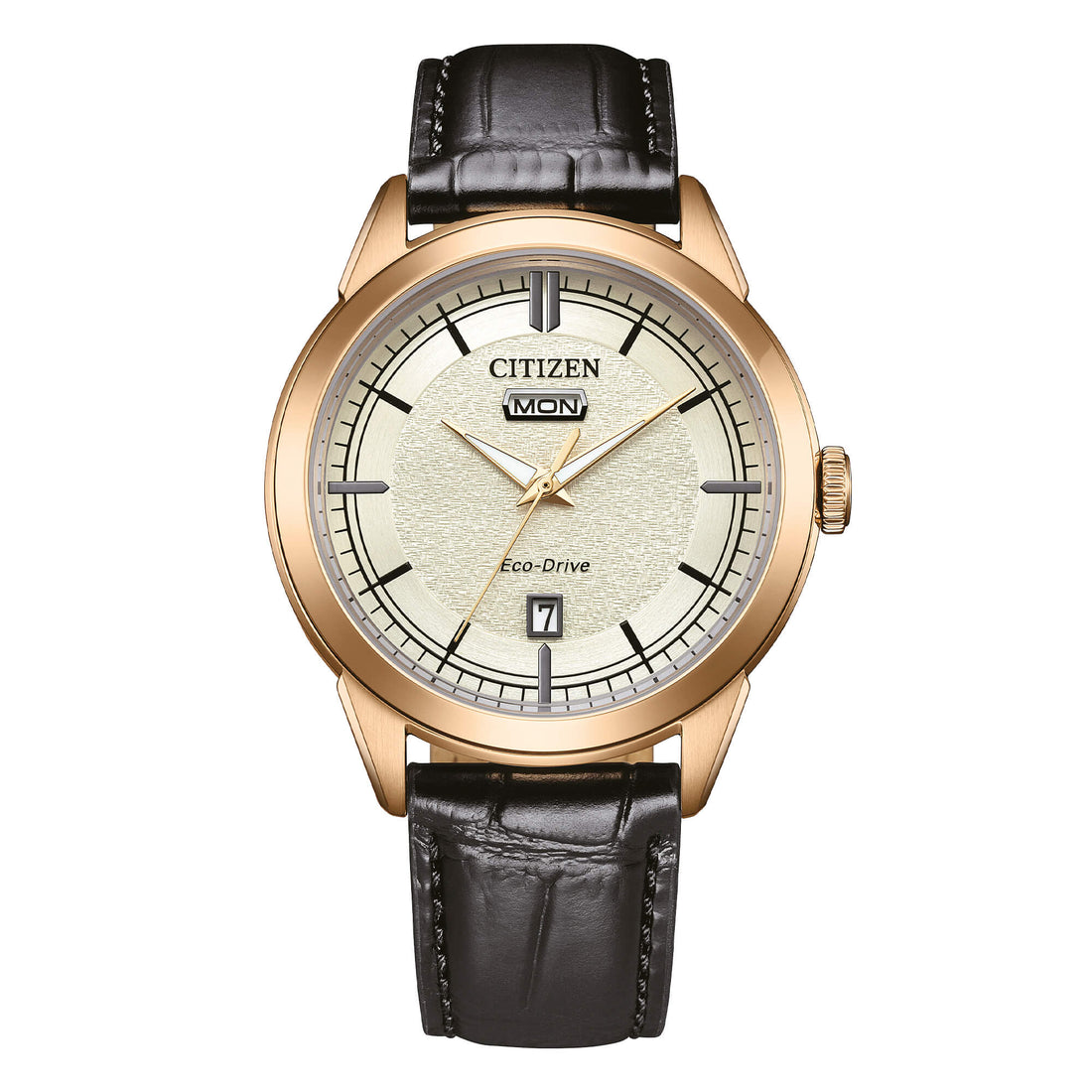 Orologio Uomo Citizen Rosè Eco-Drive Acciaio Pelle Data AW0153-04A