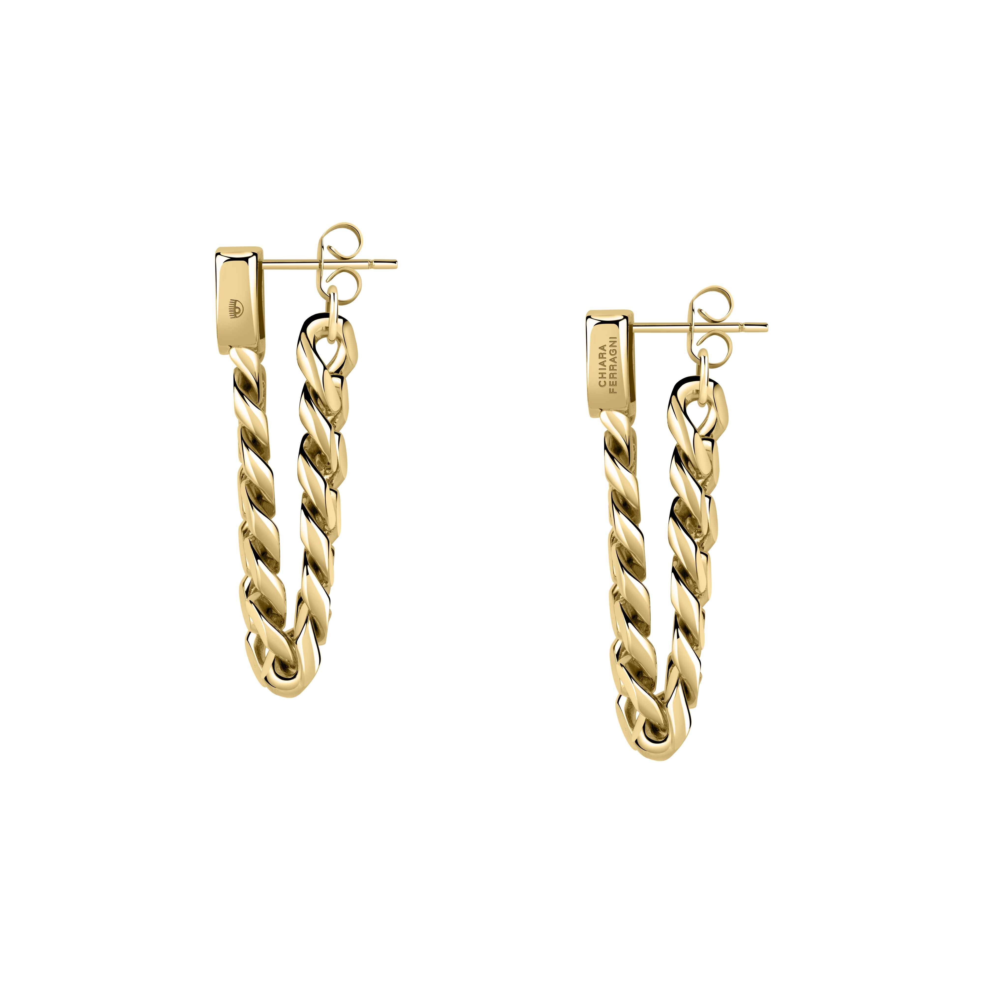 Orecchini Donna Chiara Ferragni Acciaio Dorato Zircone Verde