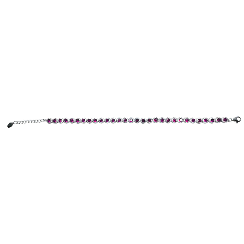 Bracciale Unisex Angelic Re Mida Tennis Argento Zirconi Bianchi Rossi Tennis-19