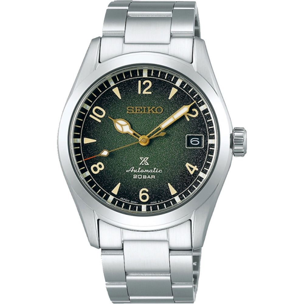 Orologio Uomo Seiko Alpinist Prospex Automatico Verde Indici Dorati Acciaio SPBJ155J1