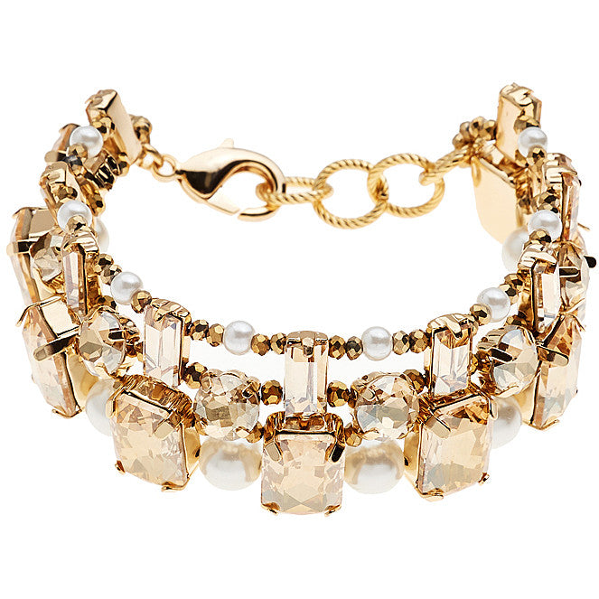 Bracciale Donna Ottaviani Semirigido Perle Zirconi Colorati Bronzo Dorato 500639B