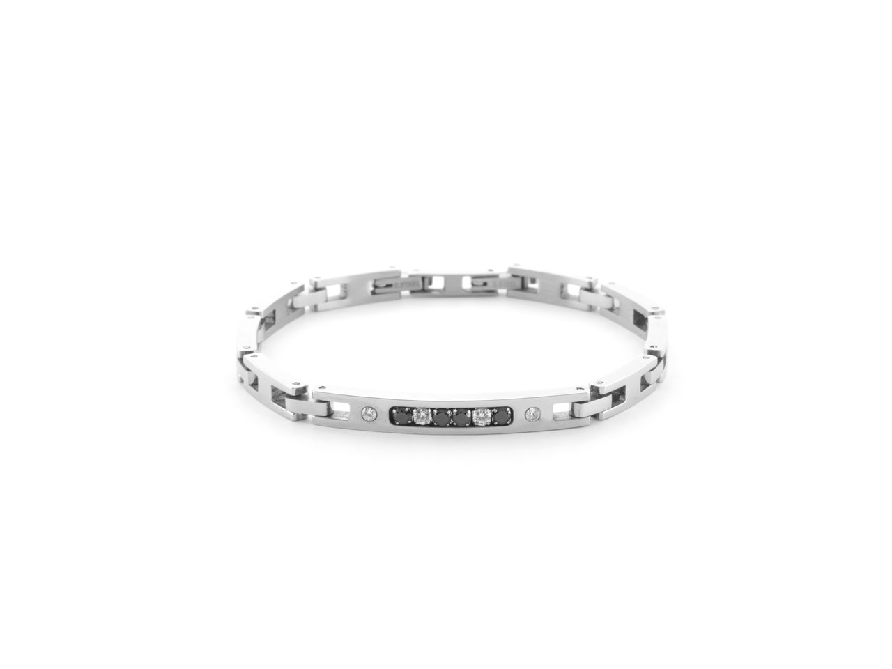 Bracciale Uomo 4US Cesare Paciotti  Acciaio Zirconi Neri e Bianchi 4UBR6733