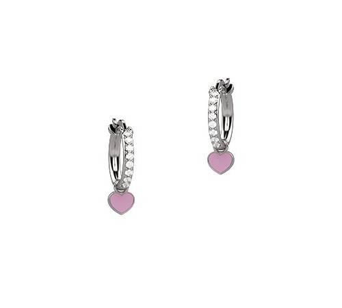 Orecchini Bambina Nanàn Argento 925 Zirconi Bianchi Cuore Rosa NAN0369