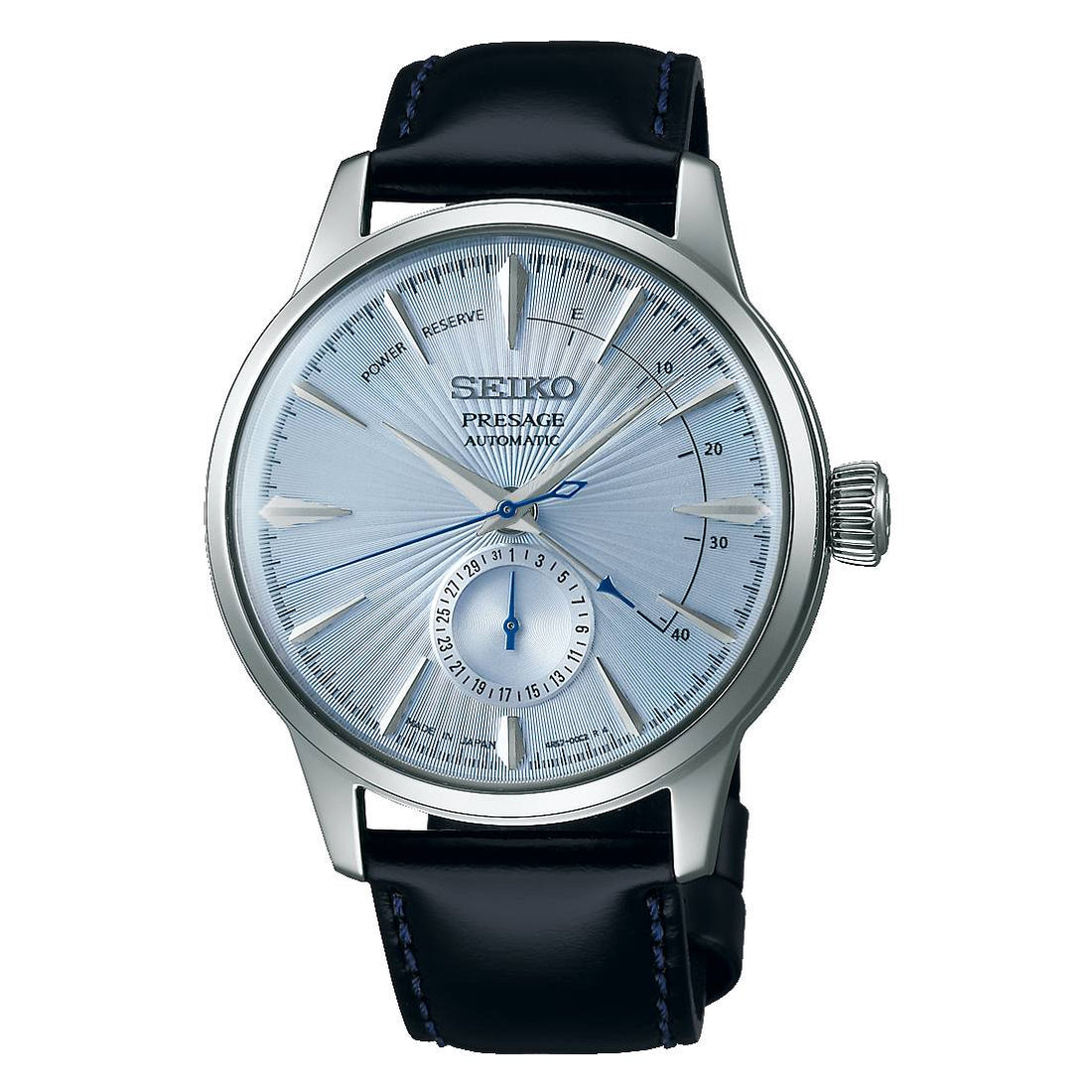 Orologio Uomo Seiko Presage Automatico Power Reserve Data Pelle Acciaio SSA343J1