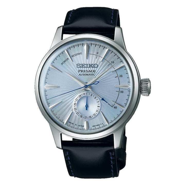 Orologio Uomo Seiko Presage Automatico Power Reserve Data Pelle Acciaio SSA343J1
