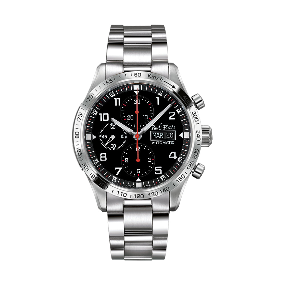 Orologio Uomo Paul Picot Gentleman Automatico Cronografo Acciaio 2127S/BN