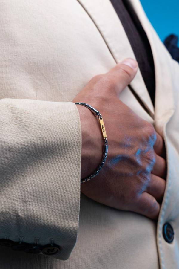 Bracciale Uomo 4US Cesare Paciotti Acciaio Targhetta Nero PVD 4UBR7983