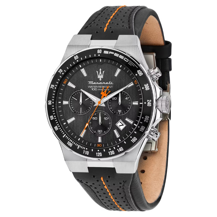 Orologio Uomo Maserati Sfida Acciaio Pelle Nera Quarzo Cronografo R8871640008
