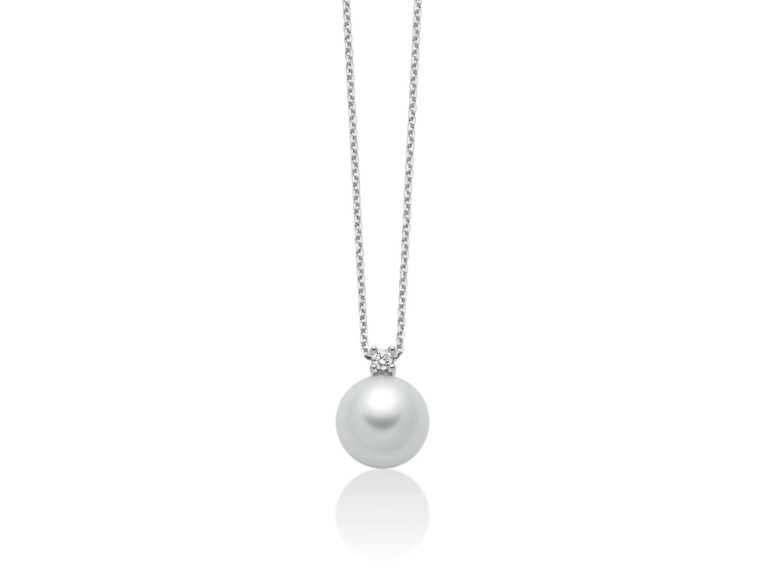 Collana Donna Miluna Girocollo Oro Bianco 375 Perla 8-8,5 mm Diamante PCL5499X