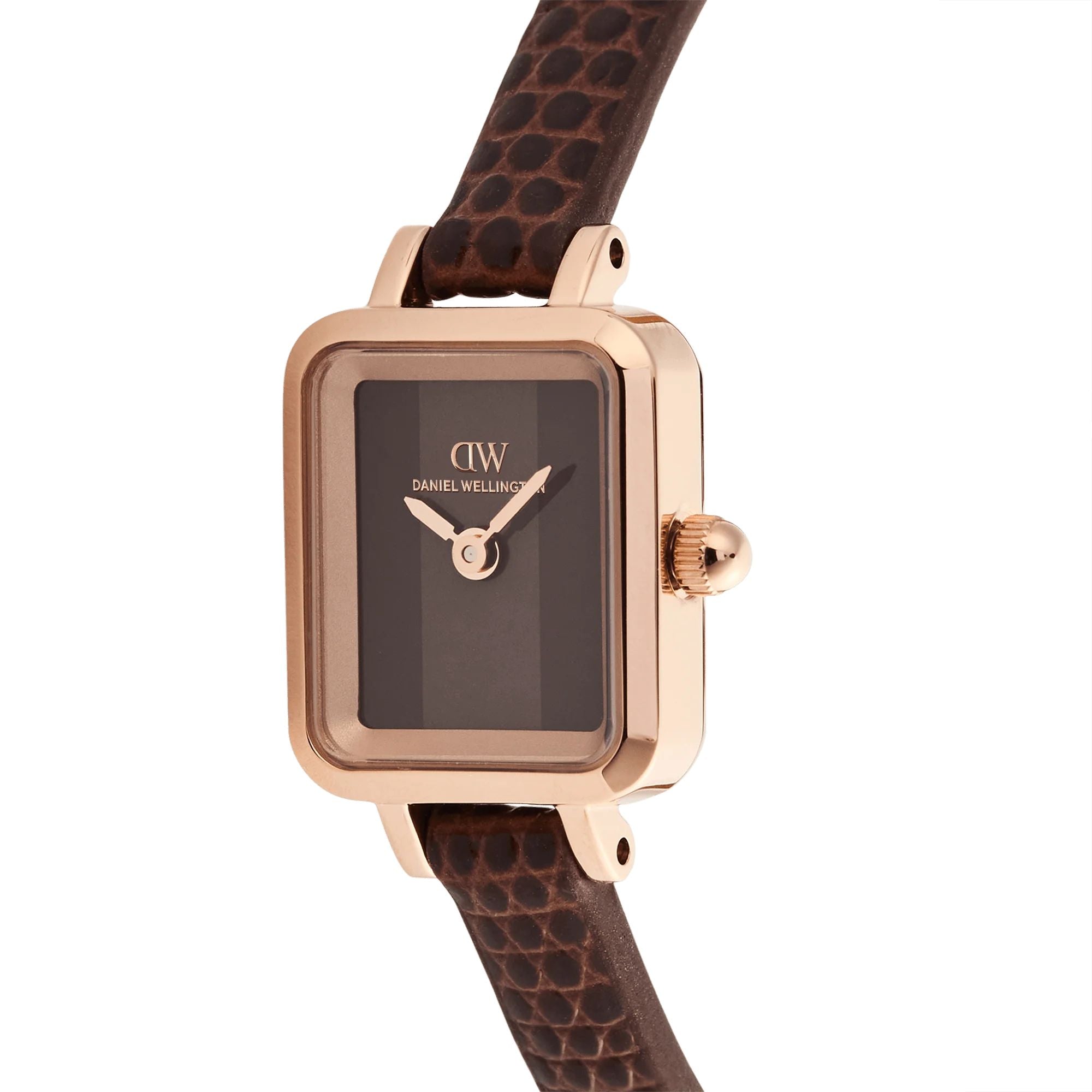 Orologio Donna Daniel Wellington Quadro Mini Pelle Marrone Lizard Padstow DW00100959