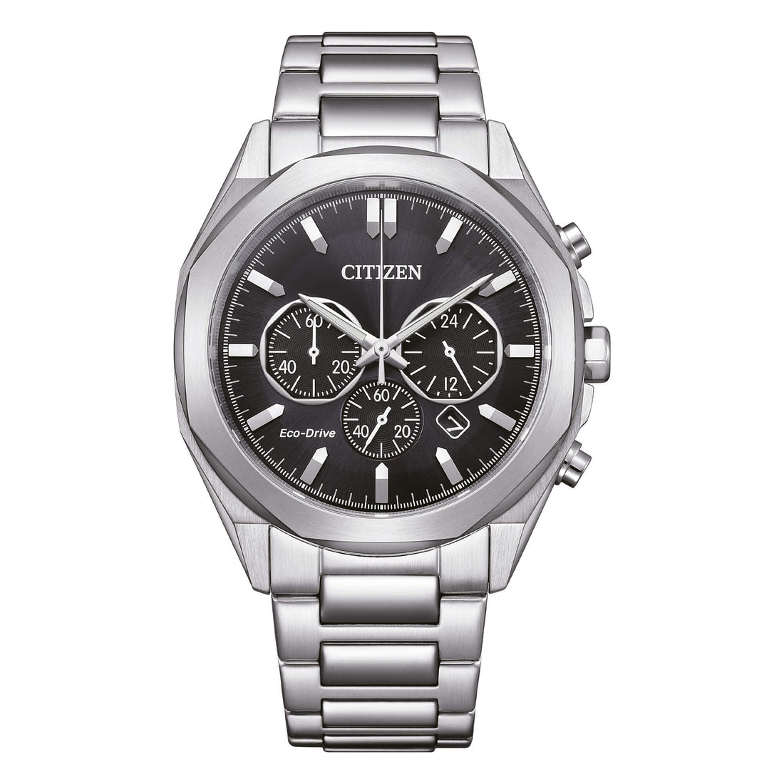 Orologio Uomo Citizen Eco-Drive Cronografo Acciaio Ottagonale Nero CA4590-81E