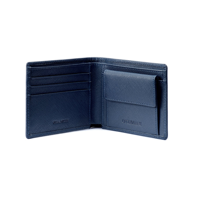 Portafoglio Uomo Ottaviani Vera Pelle Blu Effetto Saffiano 87610