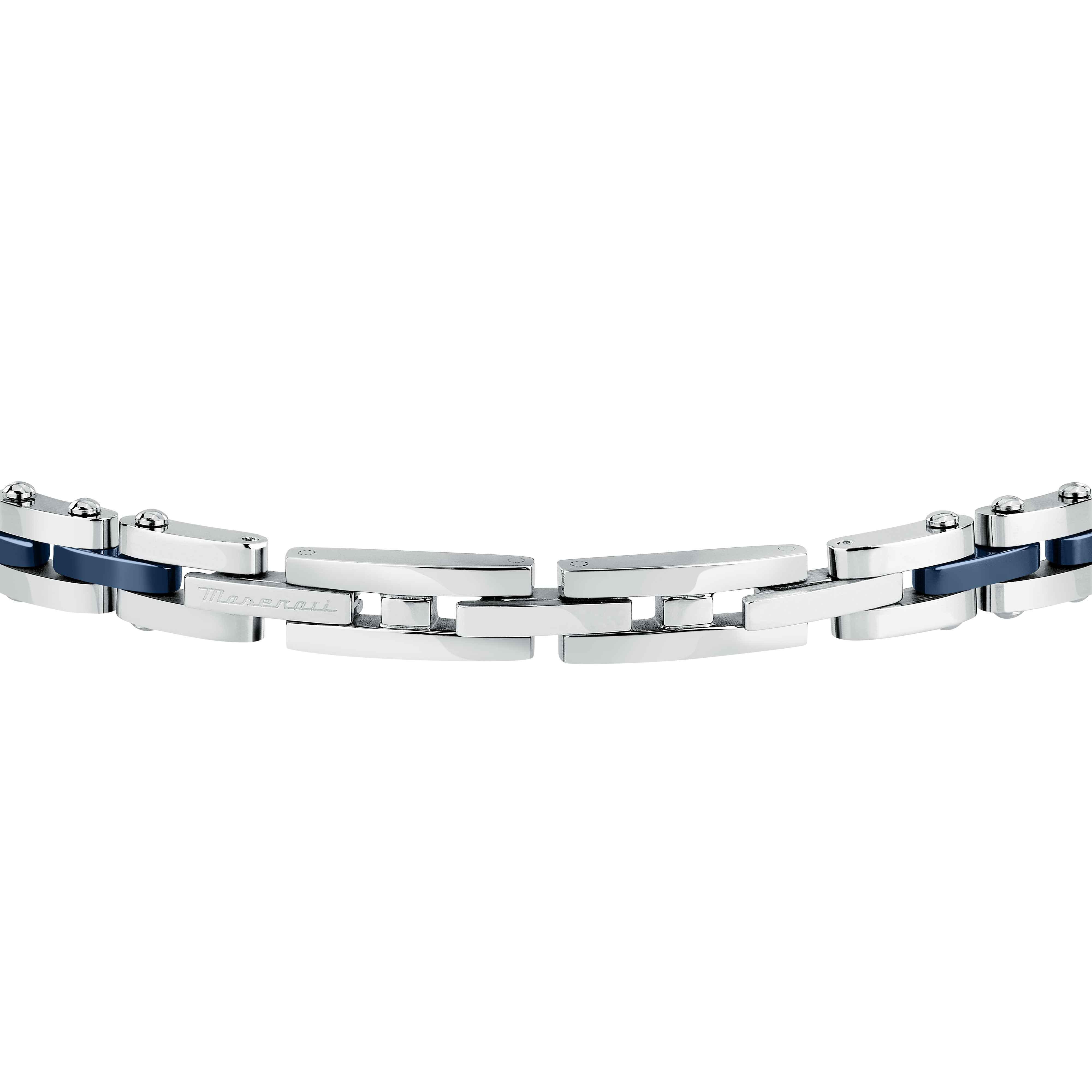 Bracciale Uomo Maserati Ceramica Blu Logo Tridente Oro 18 KT Acciaio JM424AXU10