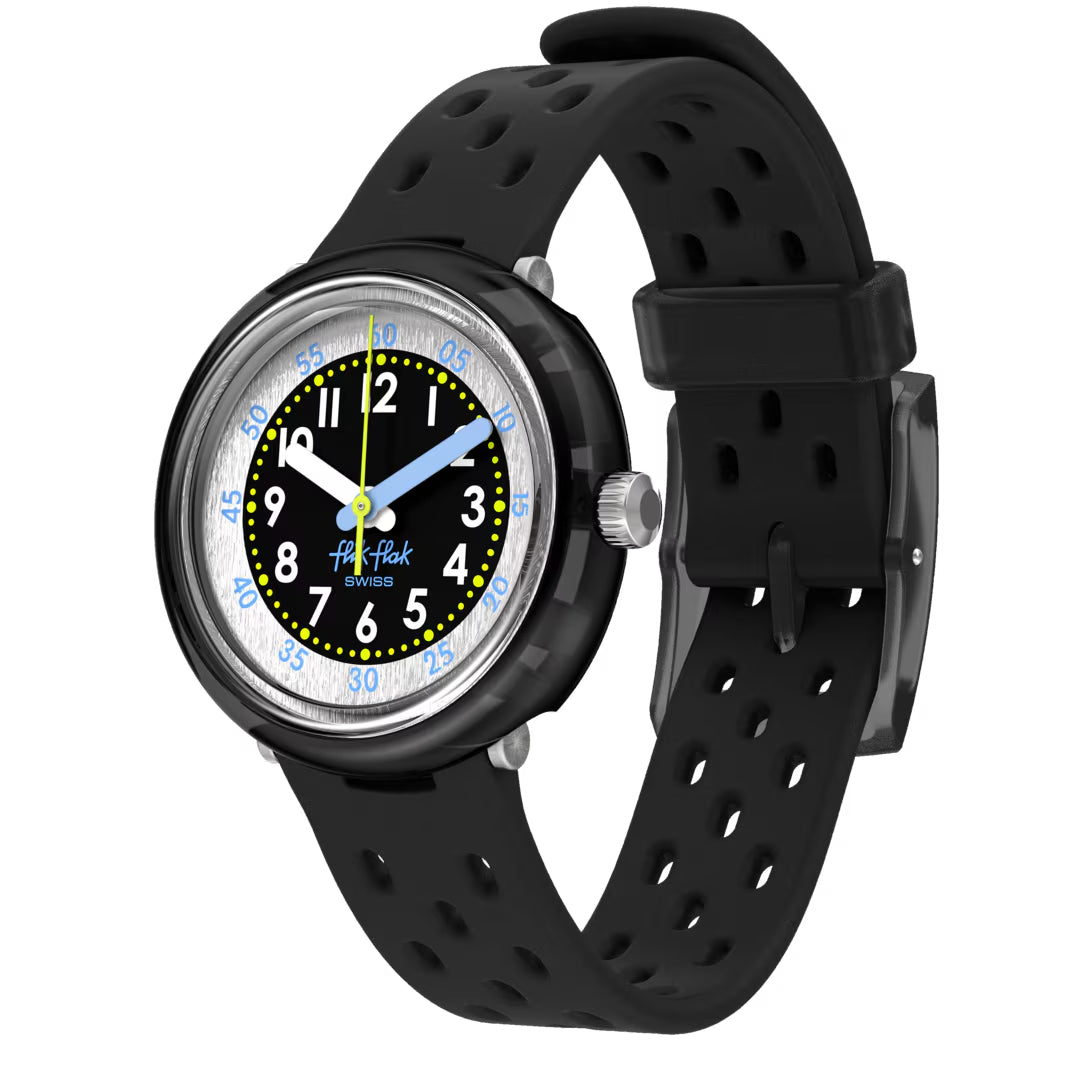 Orologio Bambino Swatch Flik Flak Gomma Nero FIZZ IN BLACK ZFCNP001
