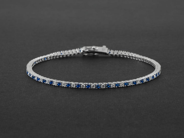 Bracciale Uomo Cesare Paciotti Tennis Argento 925 Zirconi Bianchi Blu JPBR2483B/19