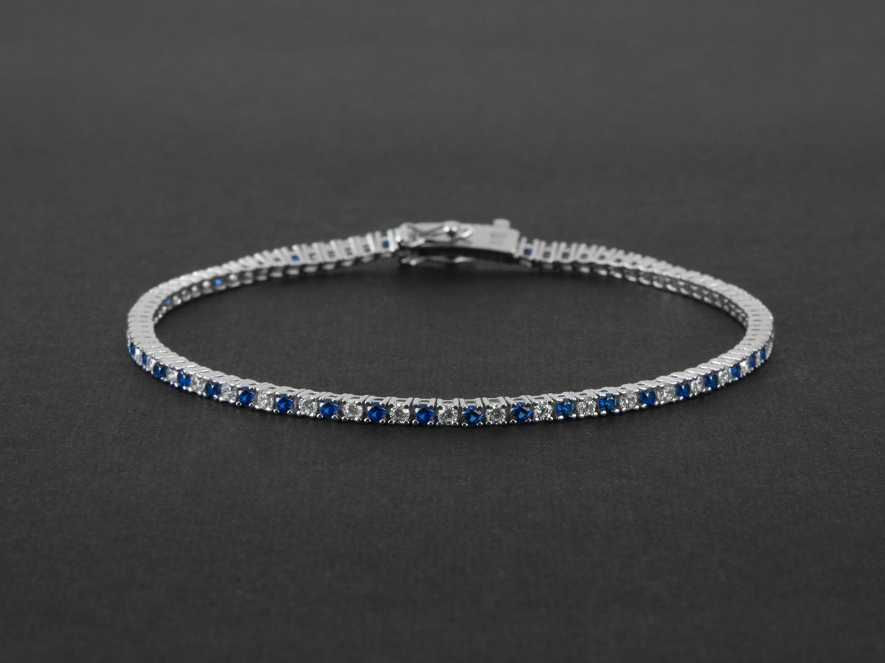 Bracciale Uomo Cesare Paciotti Tennis Argento 925 Zirconi Bianchi Blu JPBR2483B/21