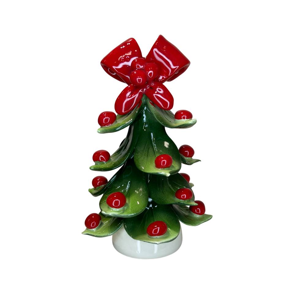 Albero di Natale Capodimonte Fiocco Palline Rosse 14cm CAP32