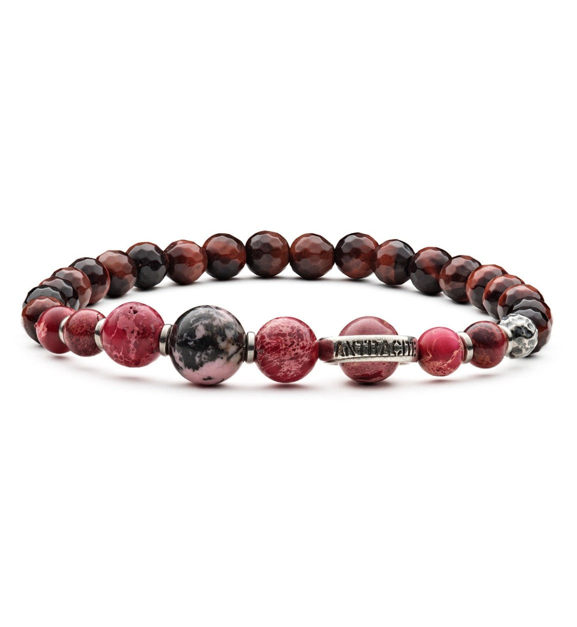 Bracciale Uomo Antracite Con Pietre Rosse Mars