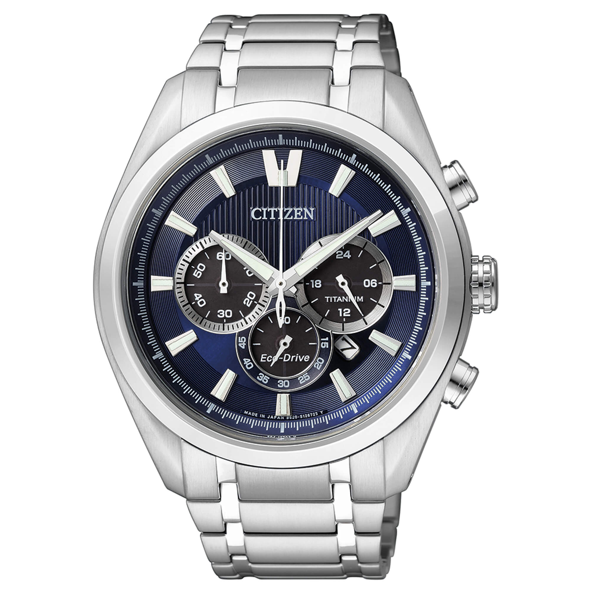 Orologio Uomo Citizen Eco Drive Cronografo Data Super Titanio Blu CA4010-58L